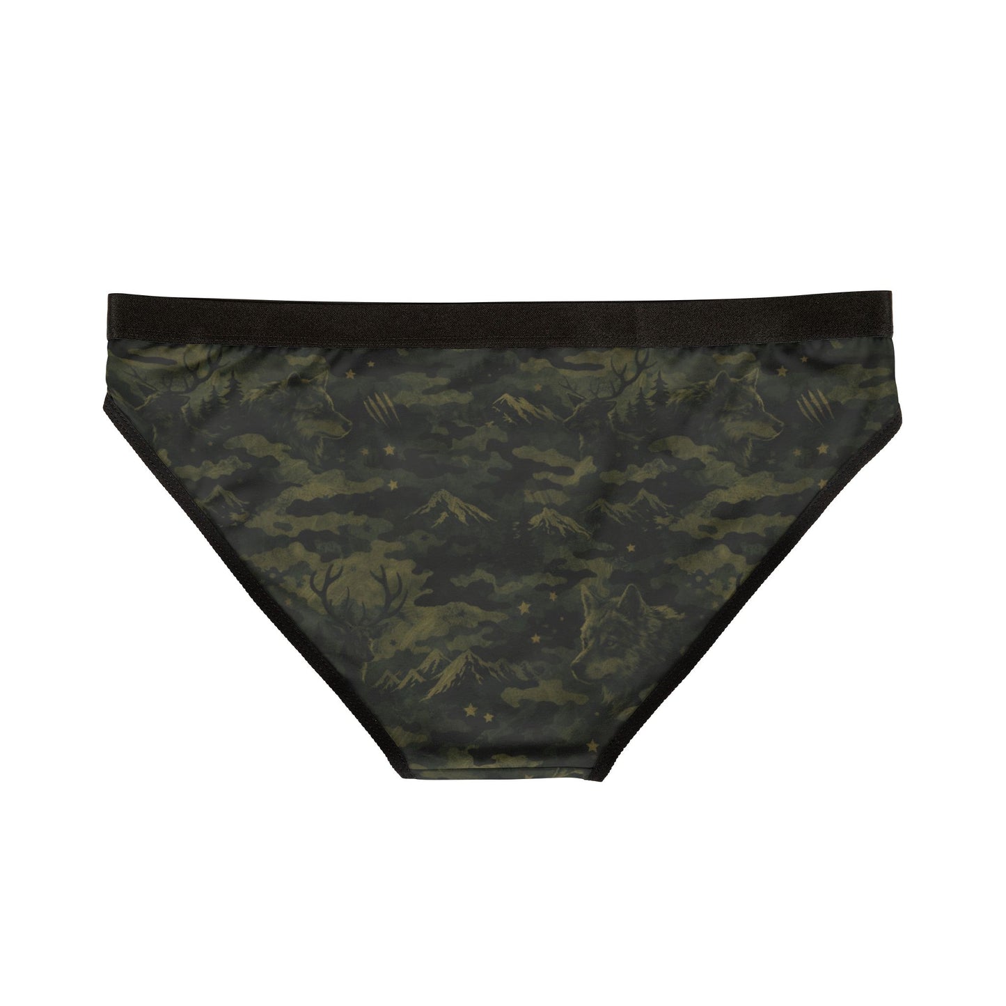 Camo Print Women's Bikini Briefs — Olive Green All-Over Print Underwear