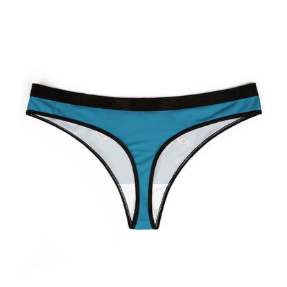 Party Girl Thong — Women's Blue Retro Script Bikini Panty