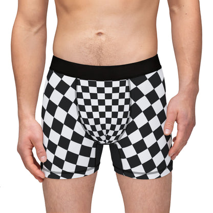 Checkerboard Boxer Briefs – Black & White Racing Grid Men’s Underwear