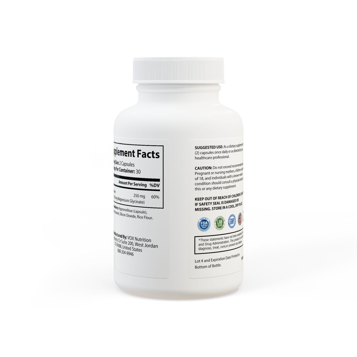 MAG 250-Magnesium Glycinate Supplement (60 Capsules)