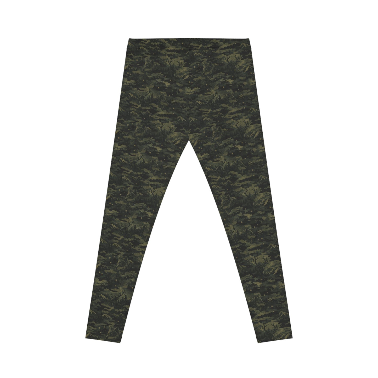 Camo Print Women's Leggings — Olive Green All-Over Pattern