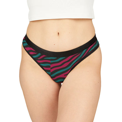 Women's Zebra Stripe Thong — Pink & Teal Animal Print Hipster