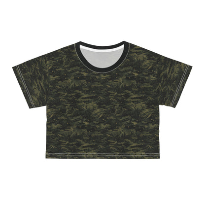 Camo Crop Tee — All-Over Print Military Green Cropped T-Shirt
