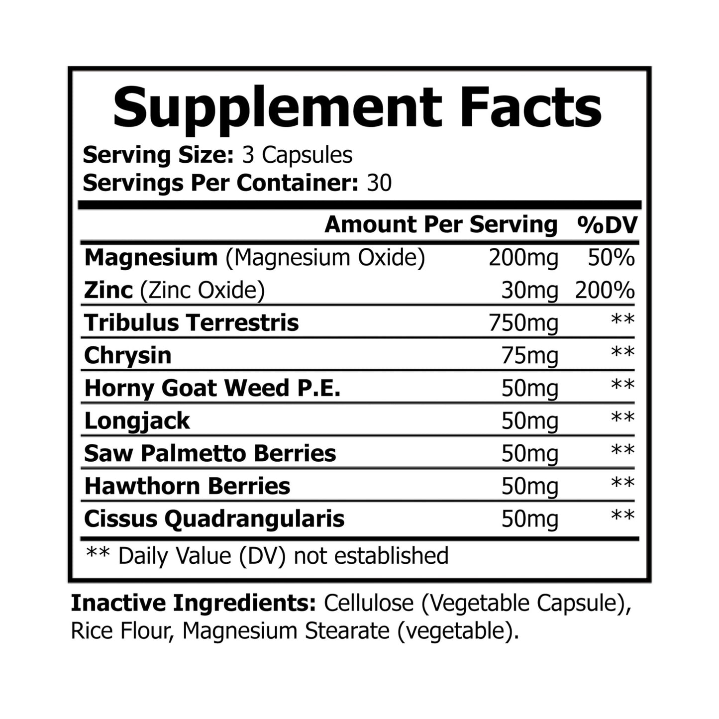 Outlaw Vitality Male Blend Complex Magnesium Zinc Supplement (90 Capsules)