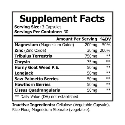 Outlaw Vitality Male Blend Complex Magnesium Zinc Supplement (90 Capsules)