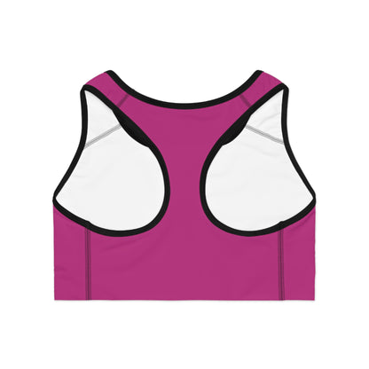 Spoiled Pink Sports Bra — Cute Glitter Script Activewear