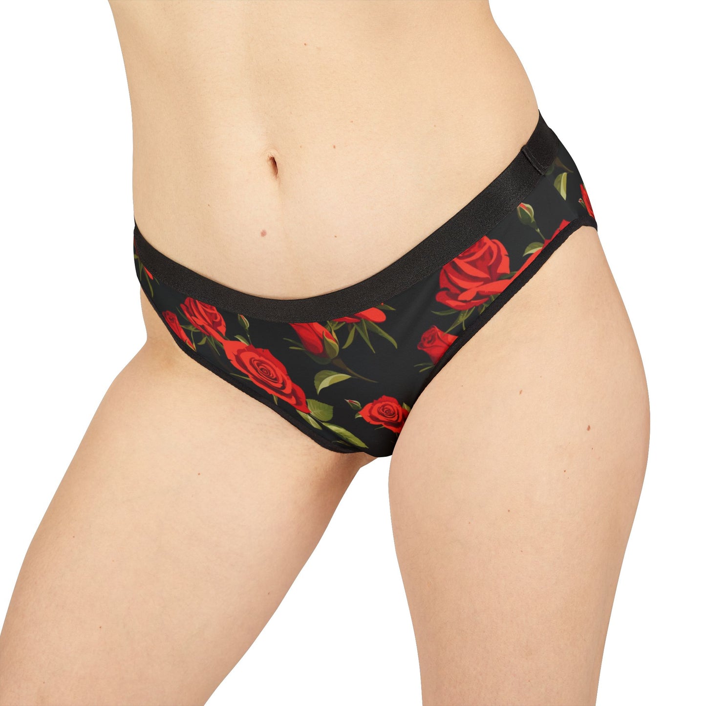 Women's Red Rose Floral Bikini Briefs