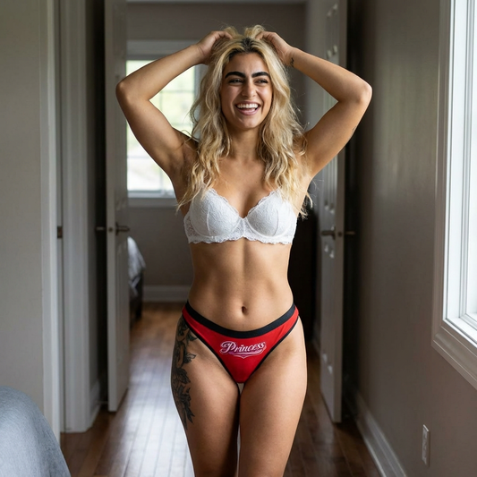 Princess Red Thong — Women's Sexy Cotton-Blend Thong Panties