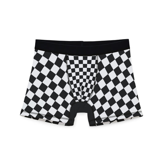 Checkerboard Boxer Briefs – Black & White Racing Grid Men’s Underwear