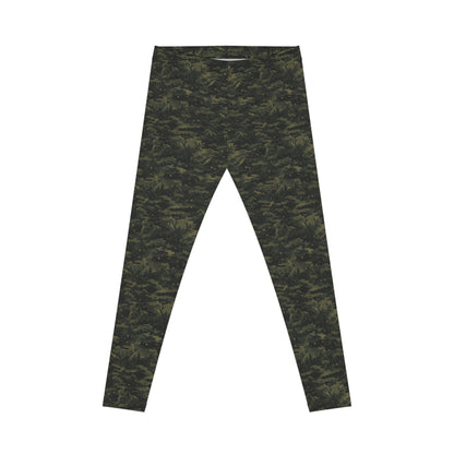Camo Print Women's Leggings — Olive Green All-Over Pattern