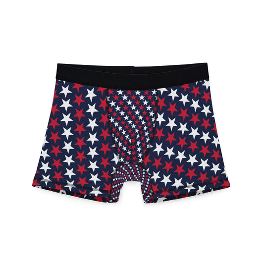 Patriotic Red White & Blue Star Boxer Briefs — Men's American Flag Stars Underwear
