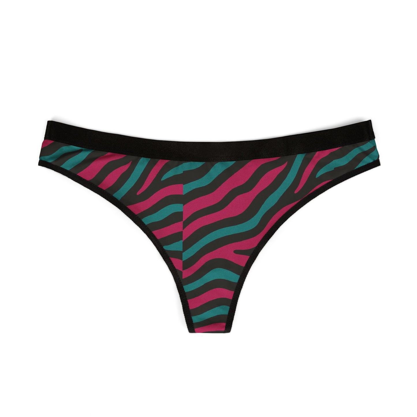 Women's Zebra Stripe Thong — Pink & Teal Animal Print Hipster