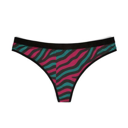 Women's Zebra Stripe Thong — Pink & Teal Animal Print Hipster