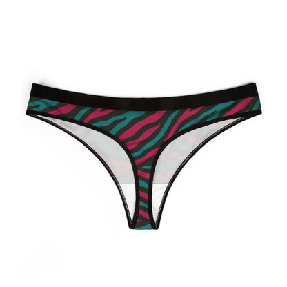 Women's Zebra Stripe Thong — Pink & Teal Animal Print Hipster