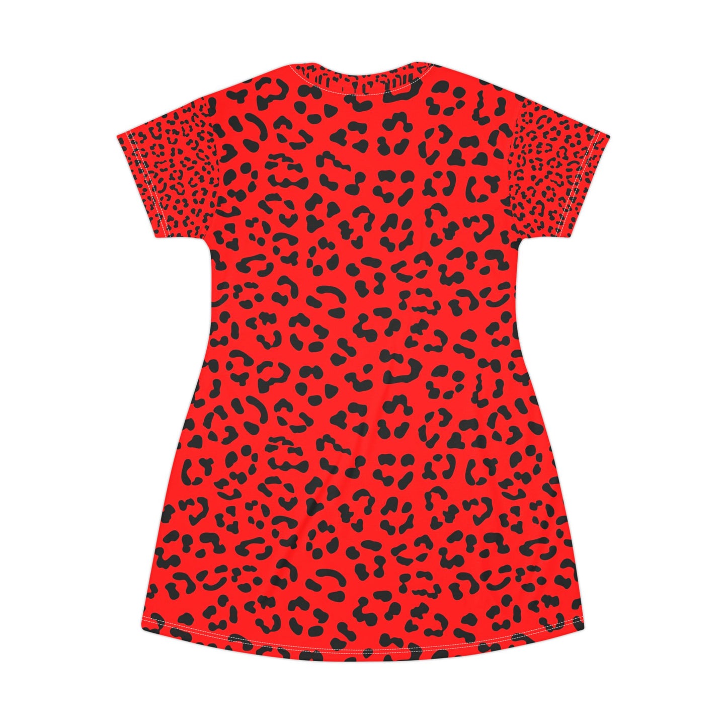 Red Leopard Print T-Shirt Dress — Bold Animal Print Mini Dress