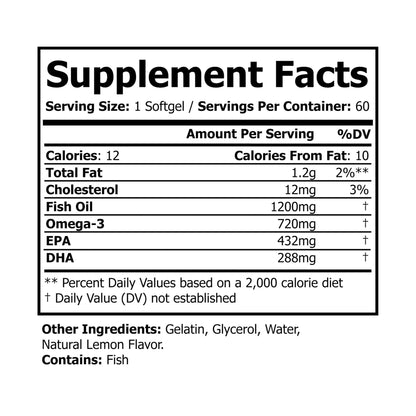 Wolf Hill -Omega 3 Fish Oil Supplement (60 Softgels)