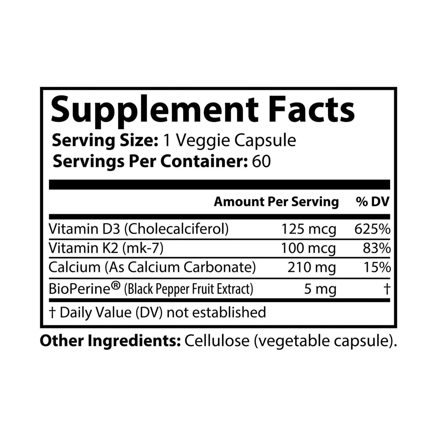 Immune Defense Supplement by Wolf Hill Supplements Vit D3 and K2 (60 Capsules)