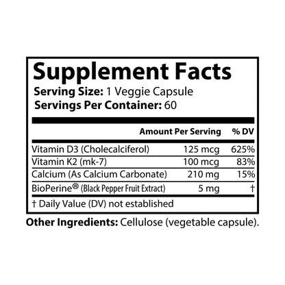 Immune Defense Supplement by Wolf Hill Supplements Vit D3 and K2 (60 Capsules)