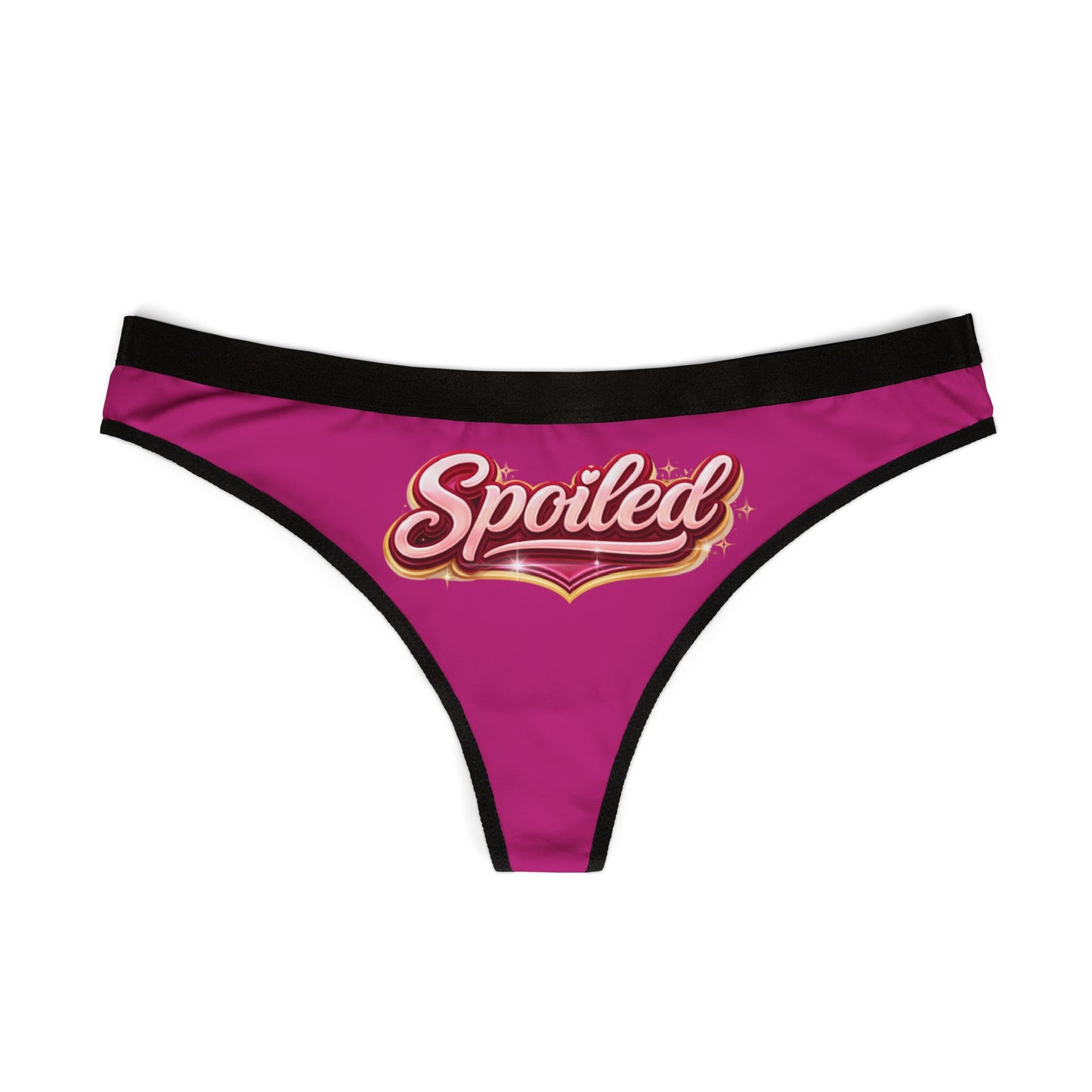 Spoiled Script Women's Thong — Pink Statement Lingerie