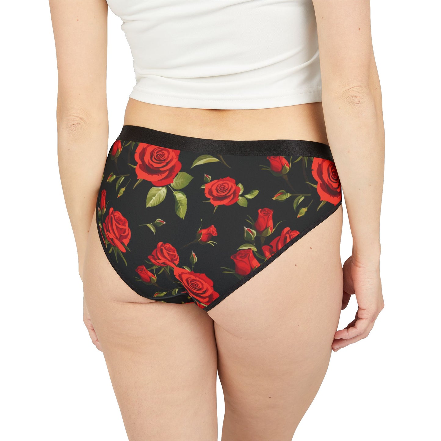 Women's Red Rose Floral Bikini Briefs
