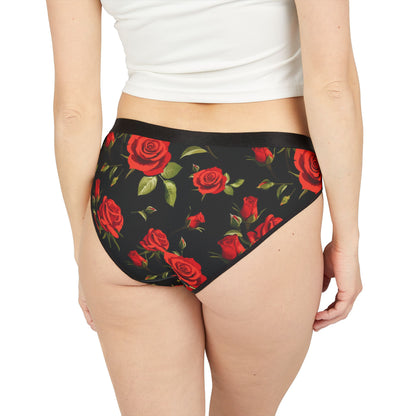 Women's Red Rose Floral Bikini Briefs