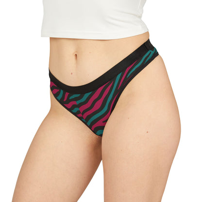Women's Zebra Stripe Thong — Pink & Teal Animal Print Hipster