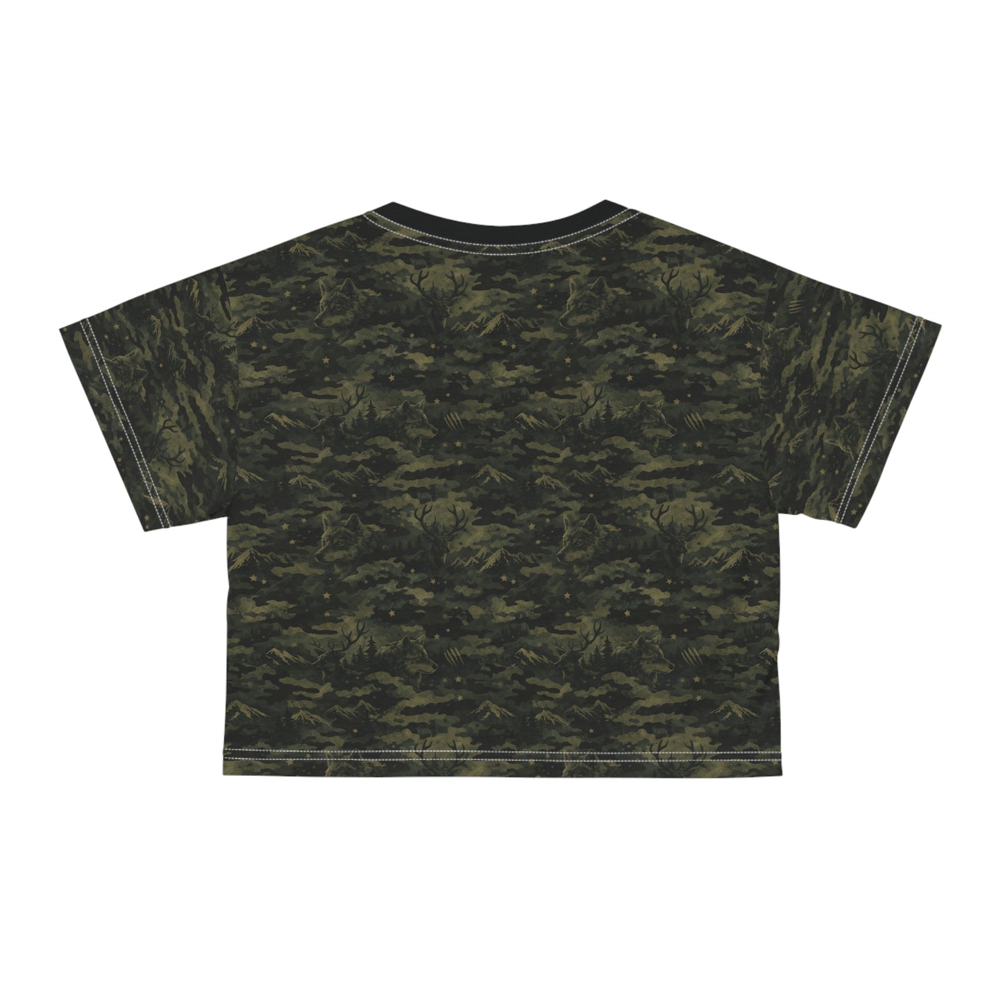 Camo Crop Tee — All-Over Print Military Green Cropped T-Shirt