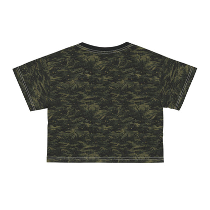 Camo Crop Tee — All-Over Print Military Green Cropped T-Shirt