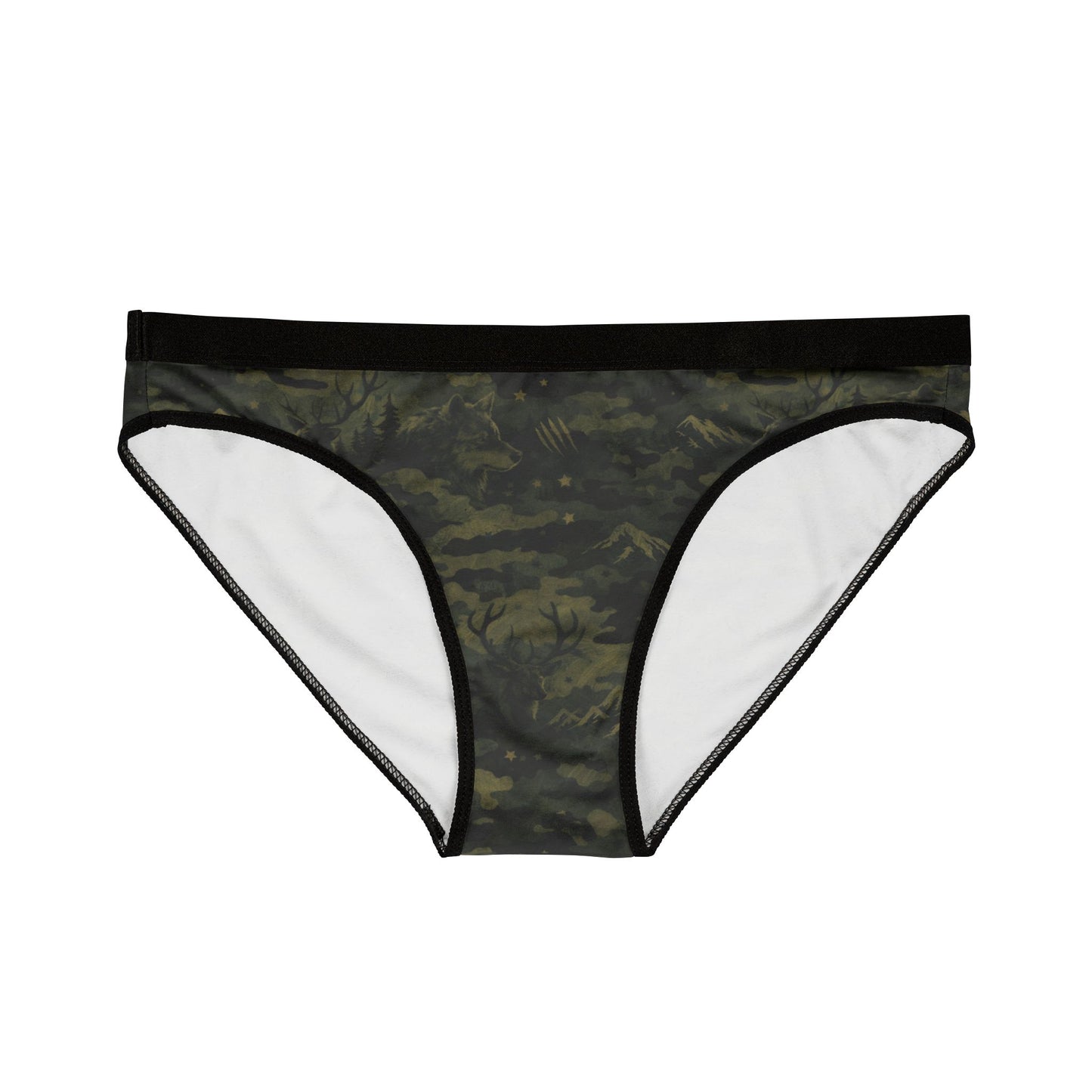 Camo Print Women's Bikini Briefs — Olive Green All-Over Print Underwear