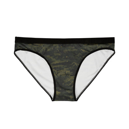 Camo Print Women's Bikini Briefs — Olive Green All-Over Print Underwear