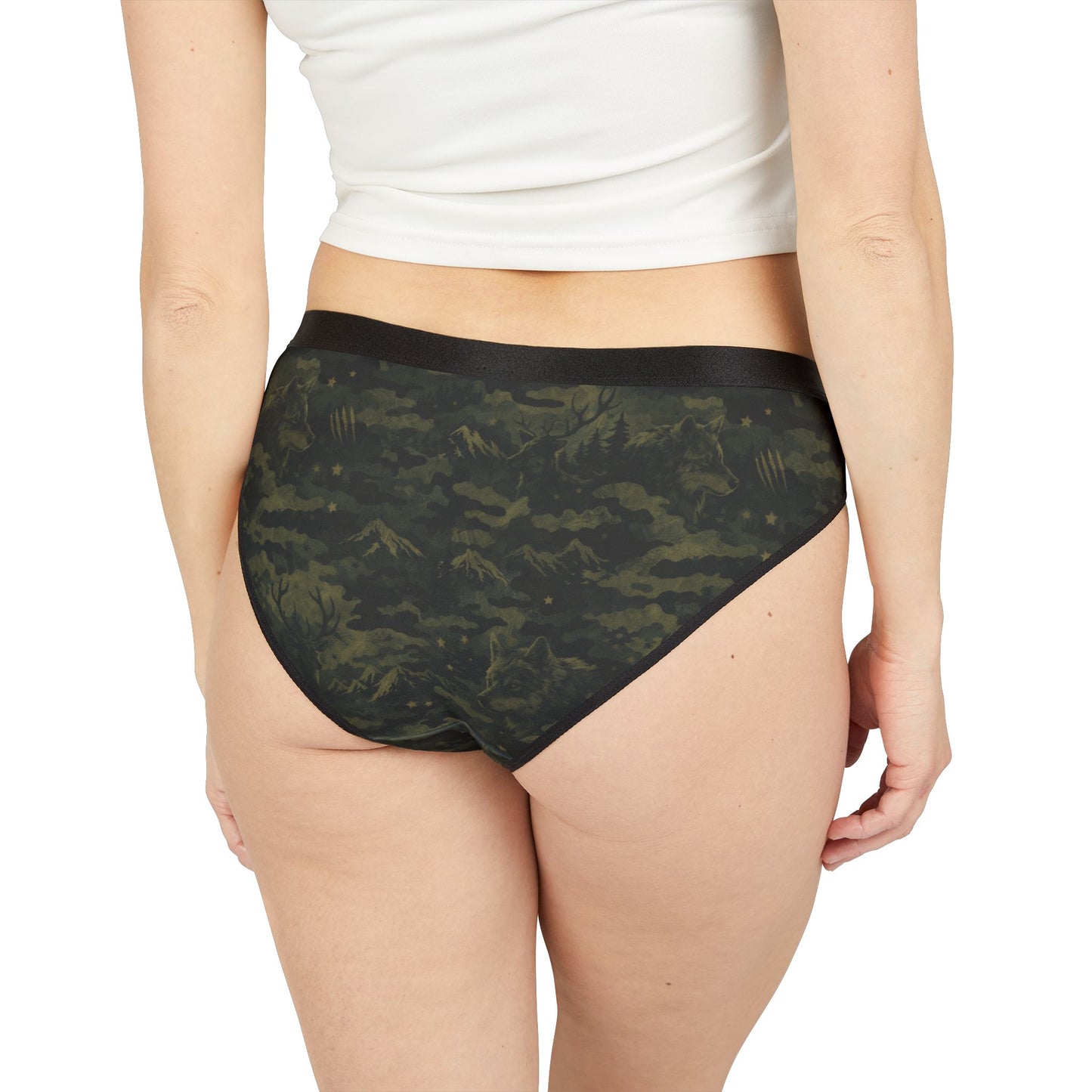 Camo Print Women's Bikini Briefs — Olive Green All-Over Print Underwear
