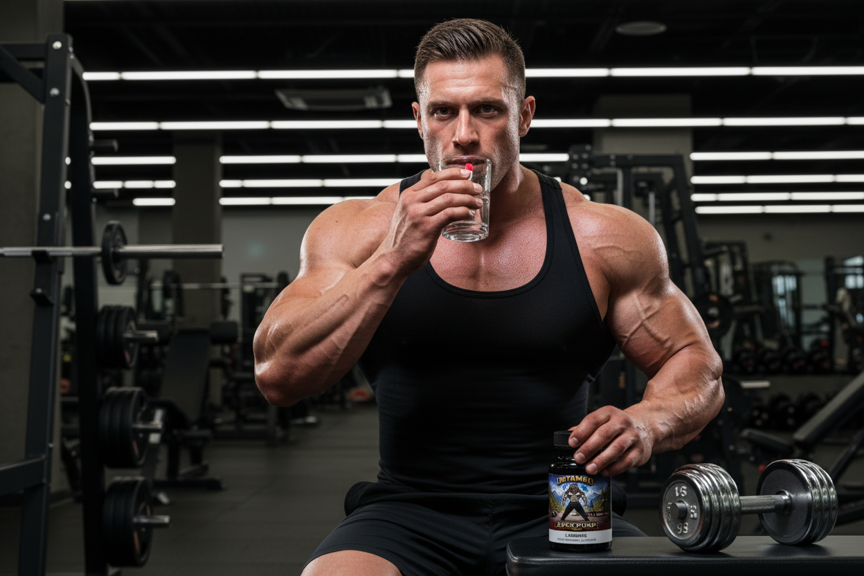 Muscular Man Taking APEX PUMP